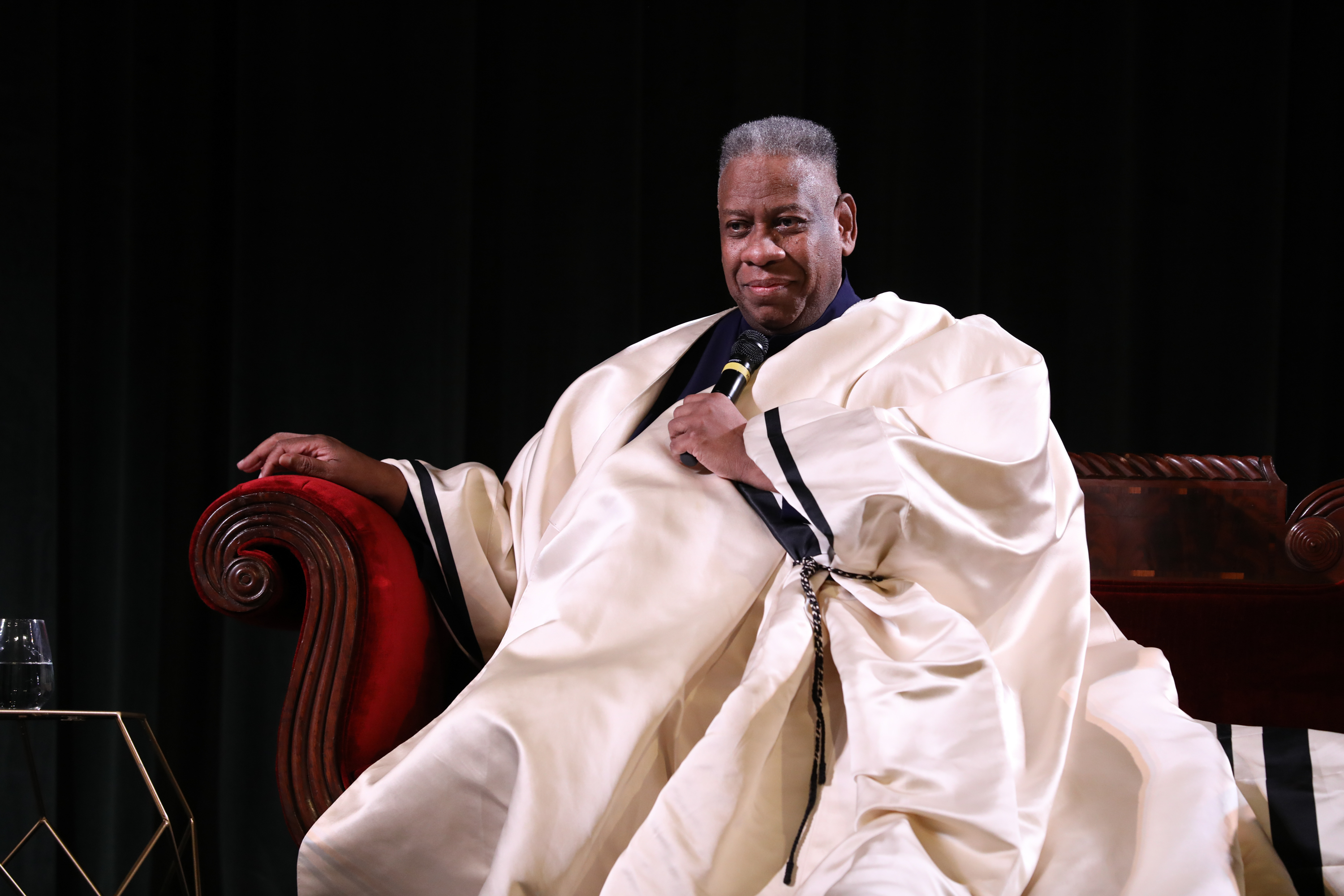 André Leon Talley, the towering former creative director and editor at large of Vogue magazine, has died. He was 73. In this Nov. 2, 2018, file photo, Talley speaks during ‘The Gospel According to Andre’ Q&A during the 21st SCAD Savannah Film Festival in Savannah, Georgia.
