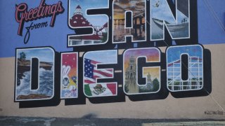 The Greetings From San Diego mural in North Park neighborhood