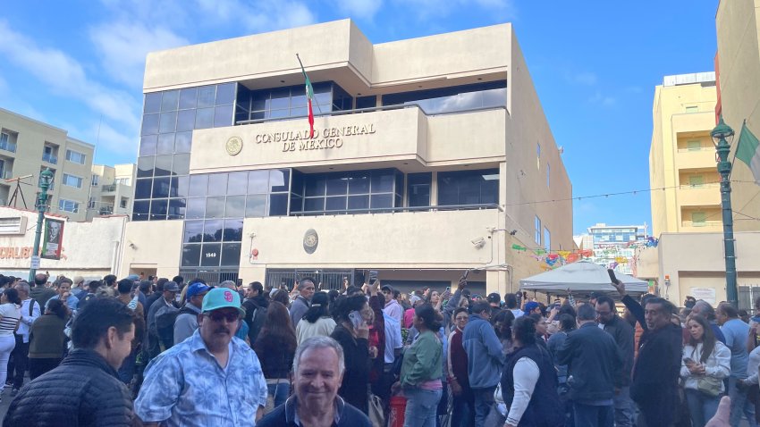 People on both sides of the U.S.— Mexico border came out to vote on June 2, 2024, for the first time at San Diego's Mexican Consulate in Little Italy for the country's historic presidential election, leading to long lines. (NBC 7 San Diego)