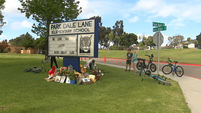 A memorial at Park Dale Lane Elementary in Encinitas, April 26, 2025.