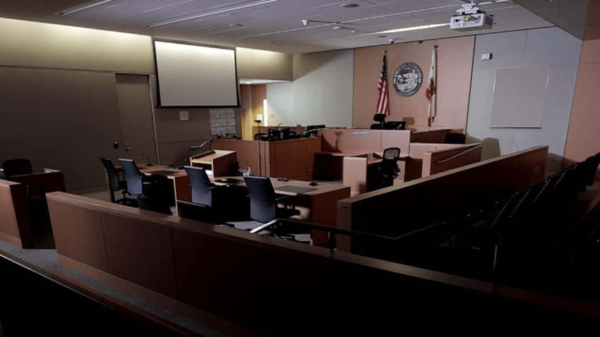 This photo shows the inside of a San Diego County Superior courtroom.